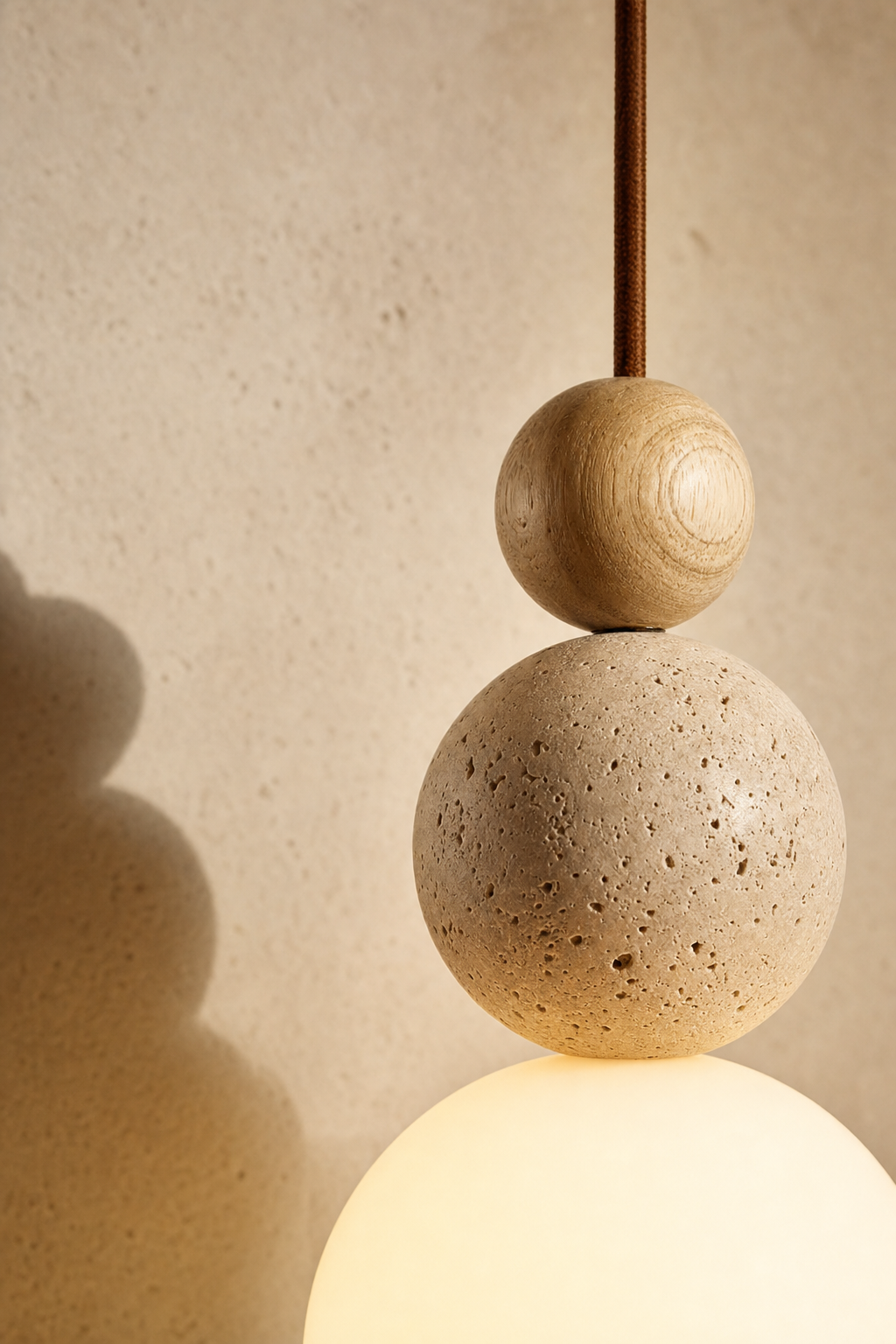 Abat-Jour Suspension en Travertin Wabi-Sabi – Yuna Sable