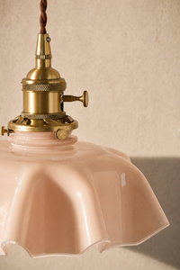 Abat-Jour Suspension en Verre Floral Beige – Celia Lune