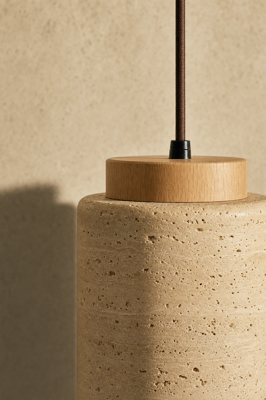 Abat-Jour Suspension en Travertin Wabi-Sabi – Yuna Aube