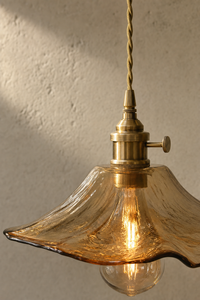 Abat-Jour Suspension en Verre Vintage Doré – Oria Sable