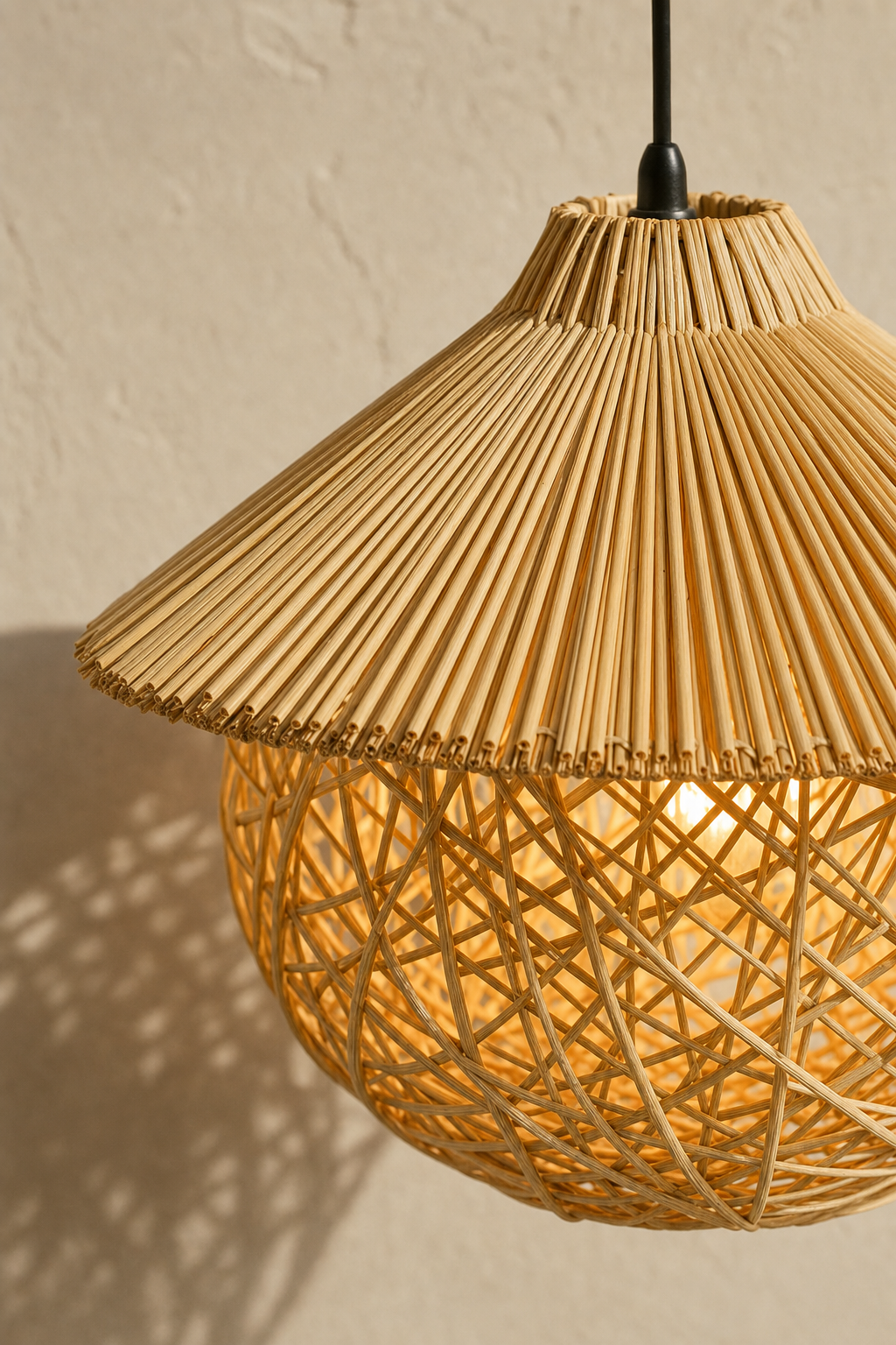 Abat-Jour Suspension en Rotin Design – Neria Éclat