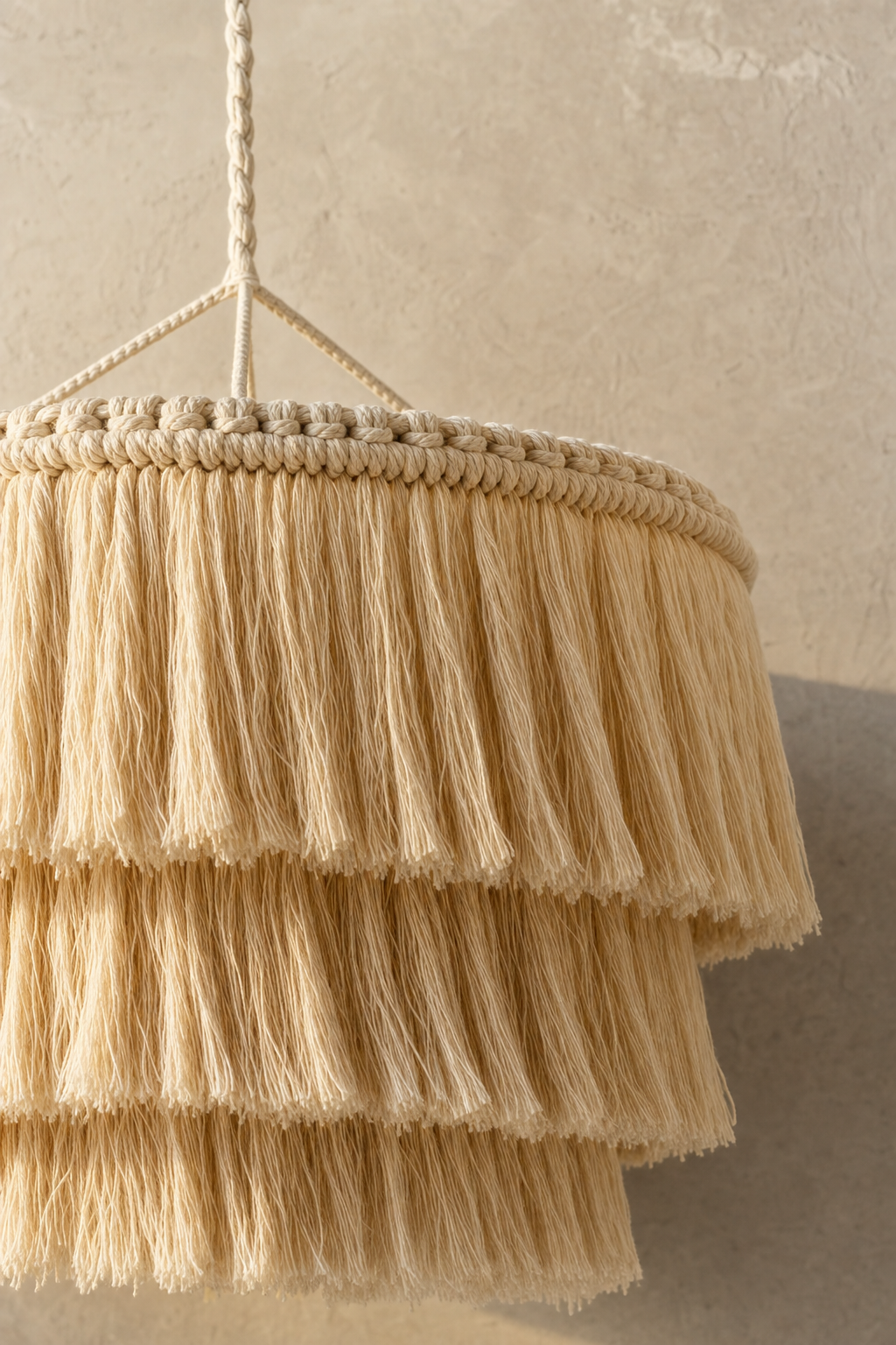 Abat-Jour Suspension en Macramé Bohème – Talia Sable