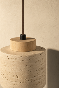 Abat-Jour Suspension en Travertin Wabi-Sabi – Yuna Halo