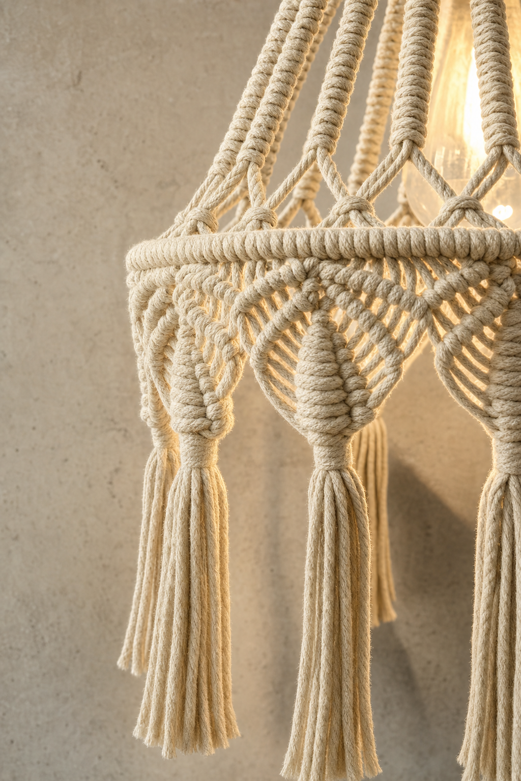 Abat-Jour Suspension en Macramé Bohème – Noma Halo
