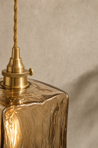Abat-Jour Suspension en Verre Vintage Doré – Oria Nacre