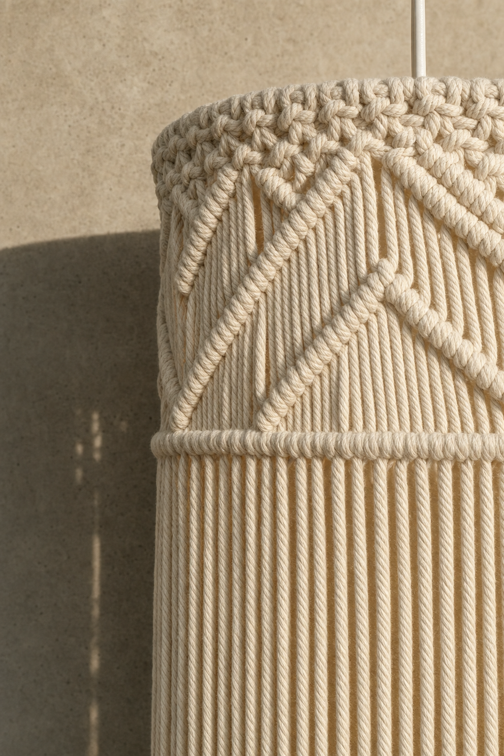 Abat-Jour Suspension en Macramé Bohème – Noma Sable