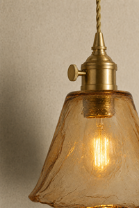 Abat-Jour Suspension en Verre Vintage Doré – Oria Aube