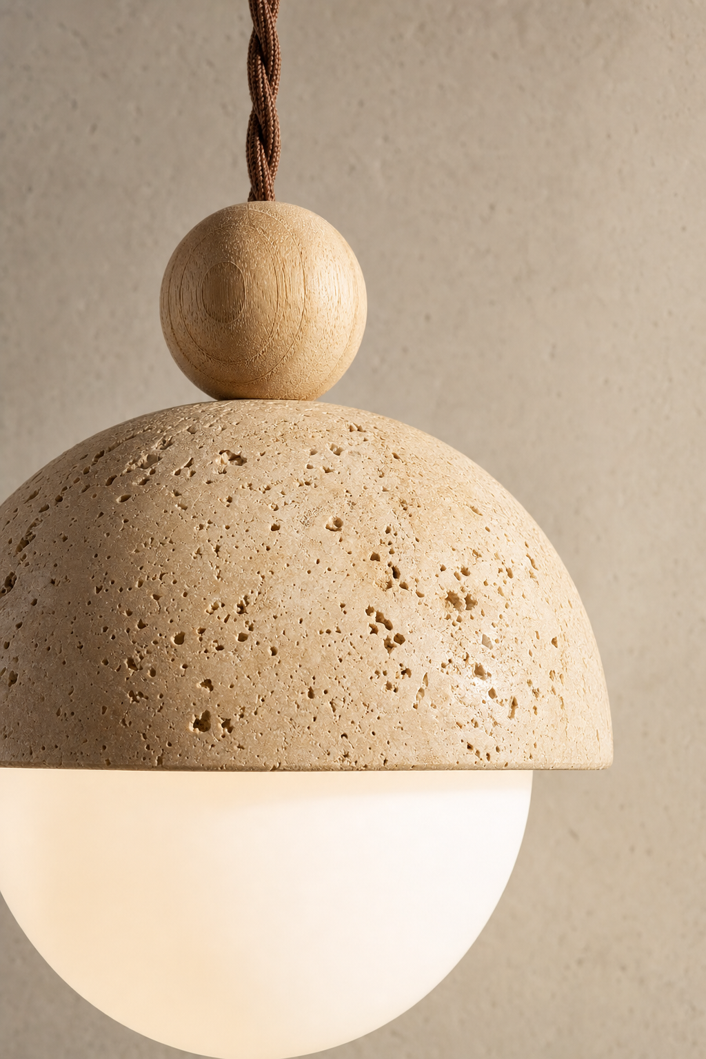 Abat-Jour Suspension en Travertin Wabi-Sabi – Vela Nova