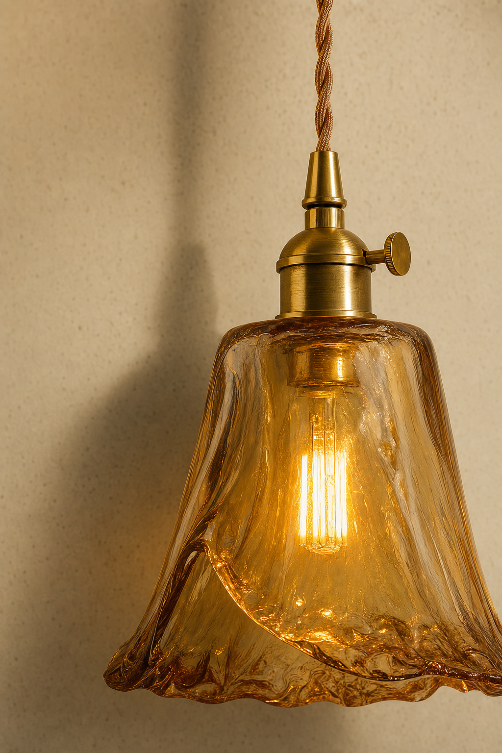 Abat-Jour Suspension en Verre Vintage Doré – Kaia Éclat