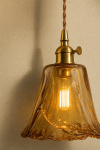 Abat-Jour Suspension en Verre Vintage Doré – Kaia Éclat