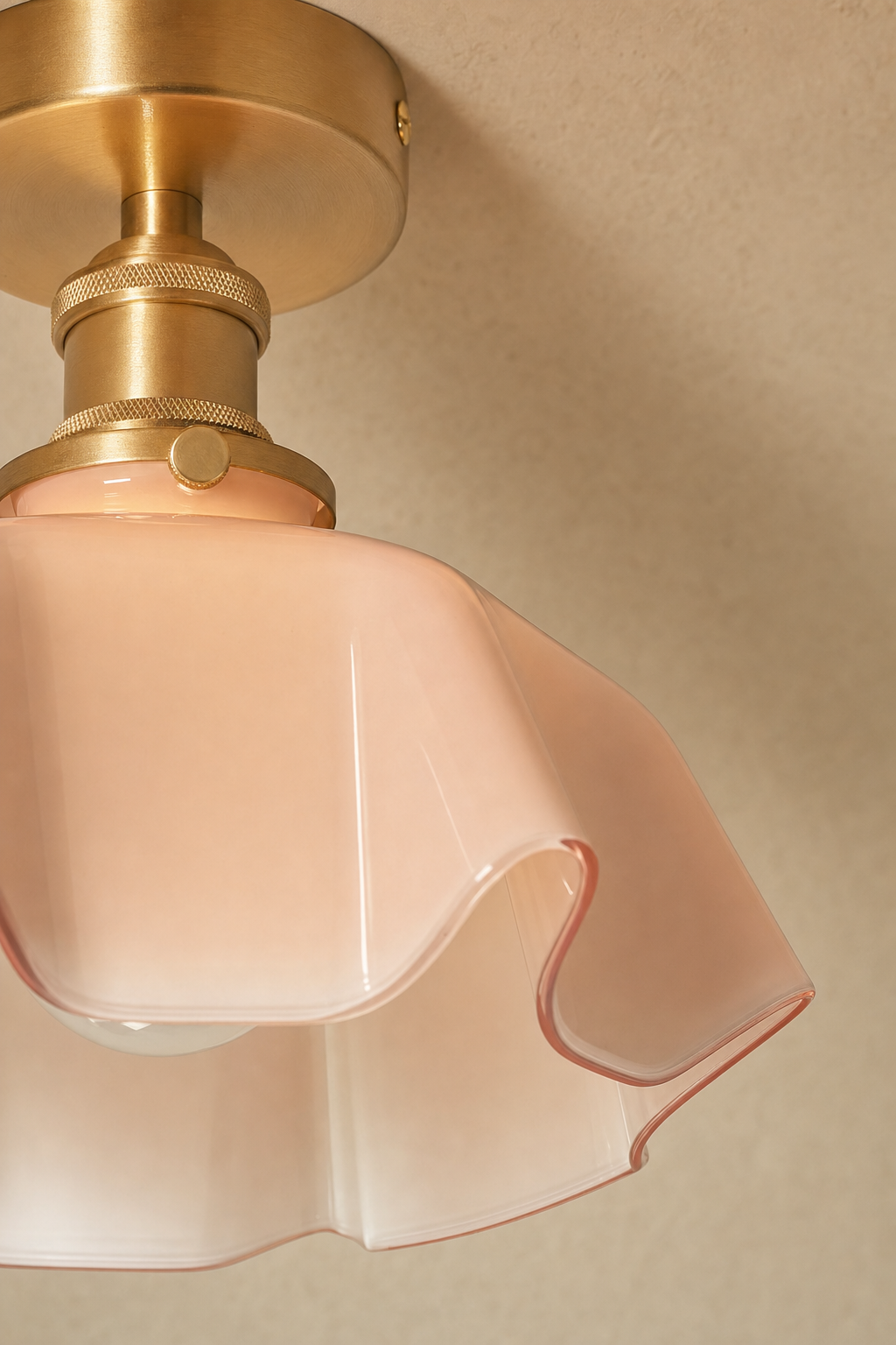 Abat-Jour Suspension en Verre Floral Beige – Celia Sable