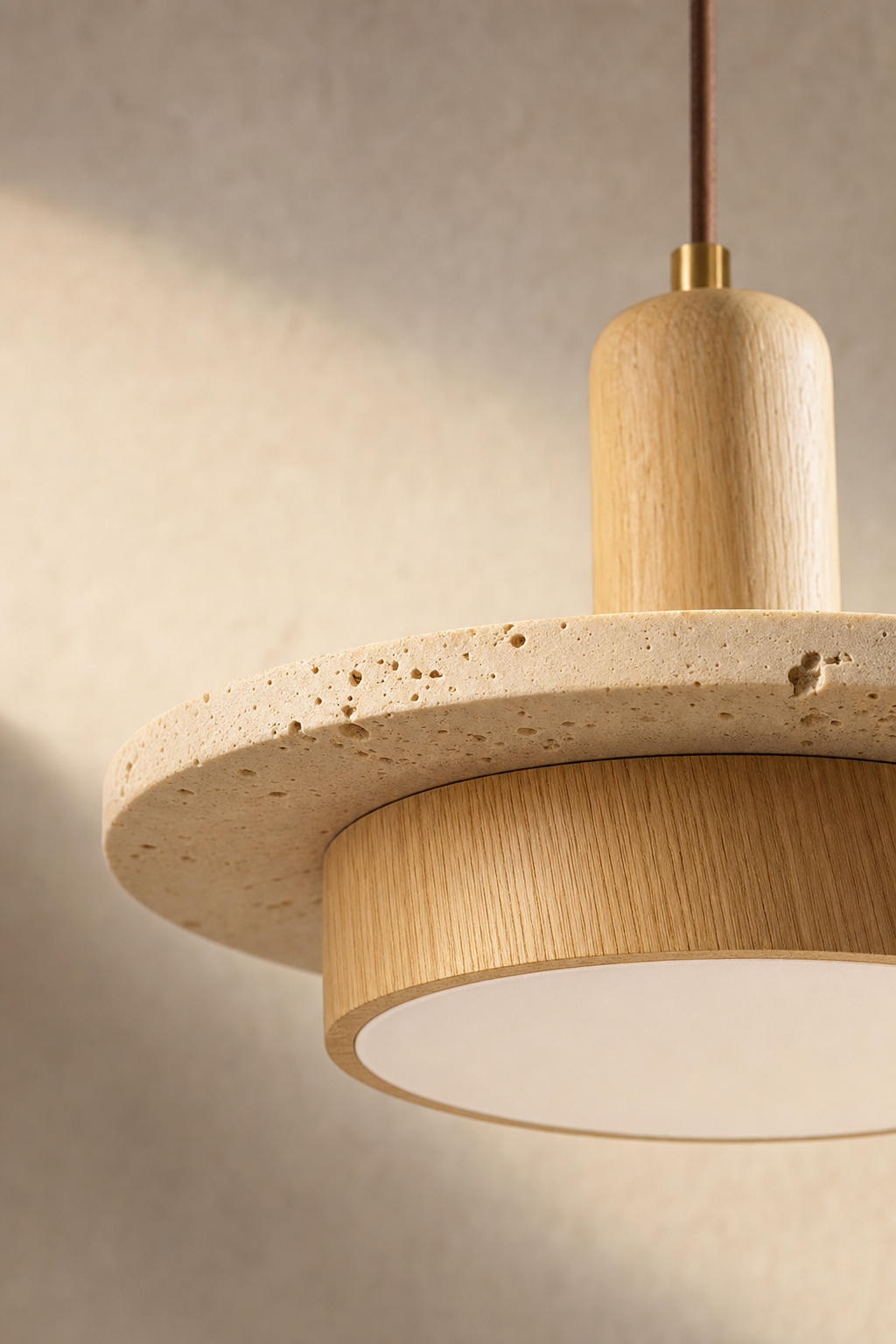 Abat-Jour Suspension en Travertin Wabi-Sabi – Vela Éclat