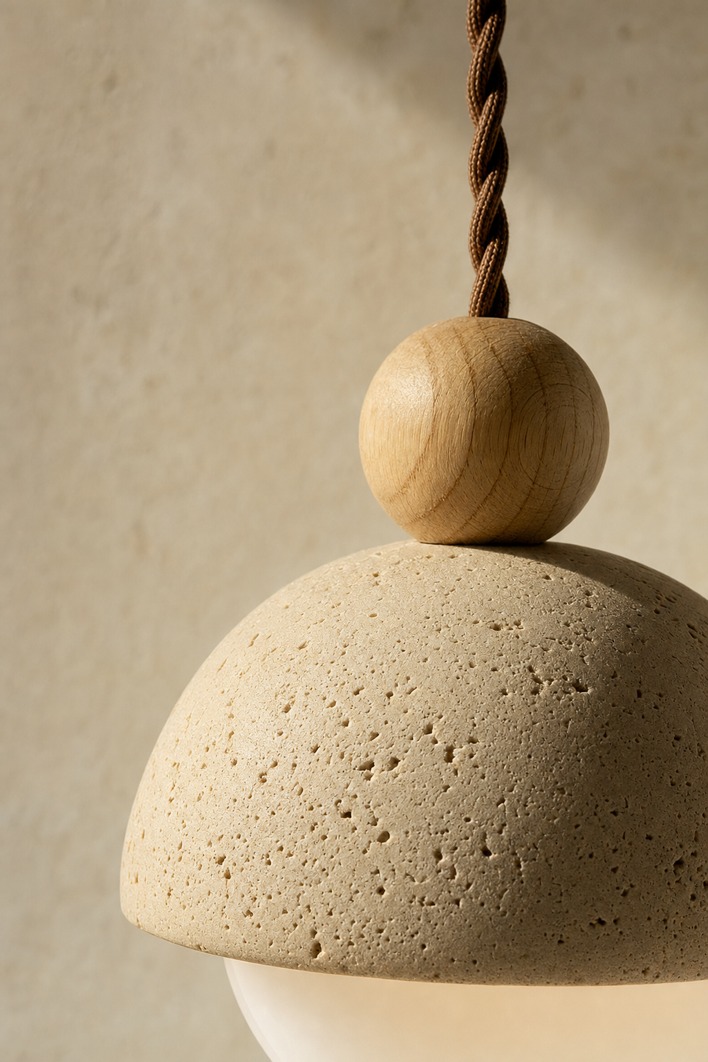 Abat-Jour Suspension en Travertin Wabi-Sabi – Vela Nova