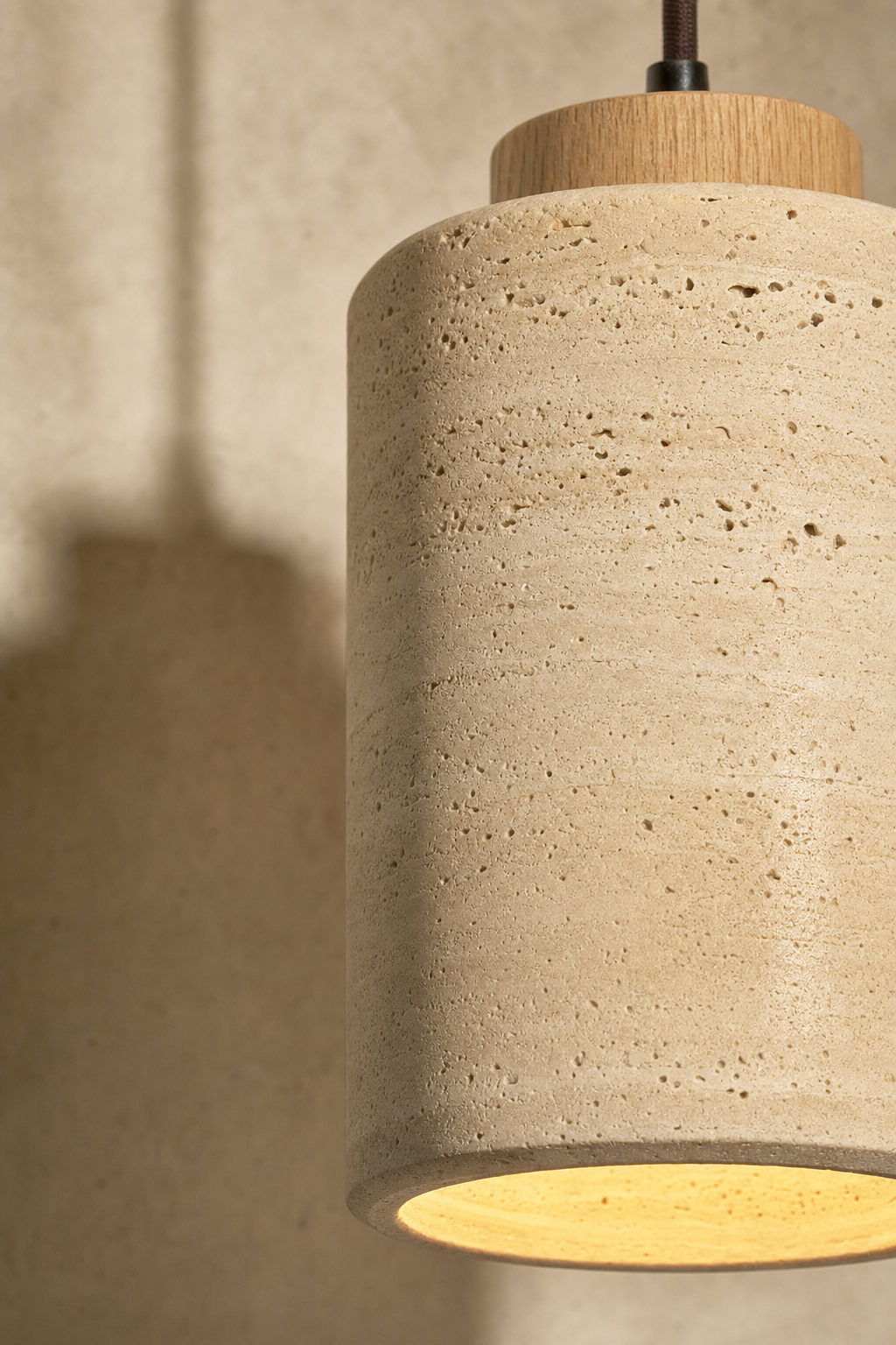 Abat-Jour Suspension en Travertin Wabi-Sabi – Yuna Aube