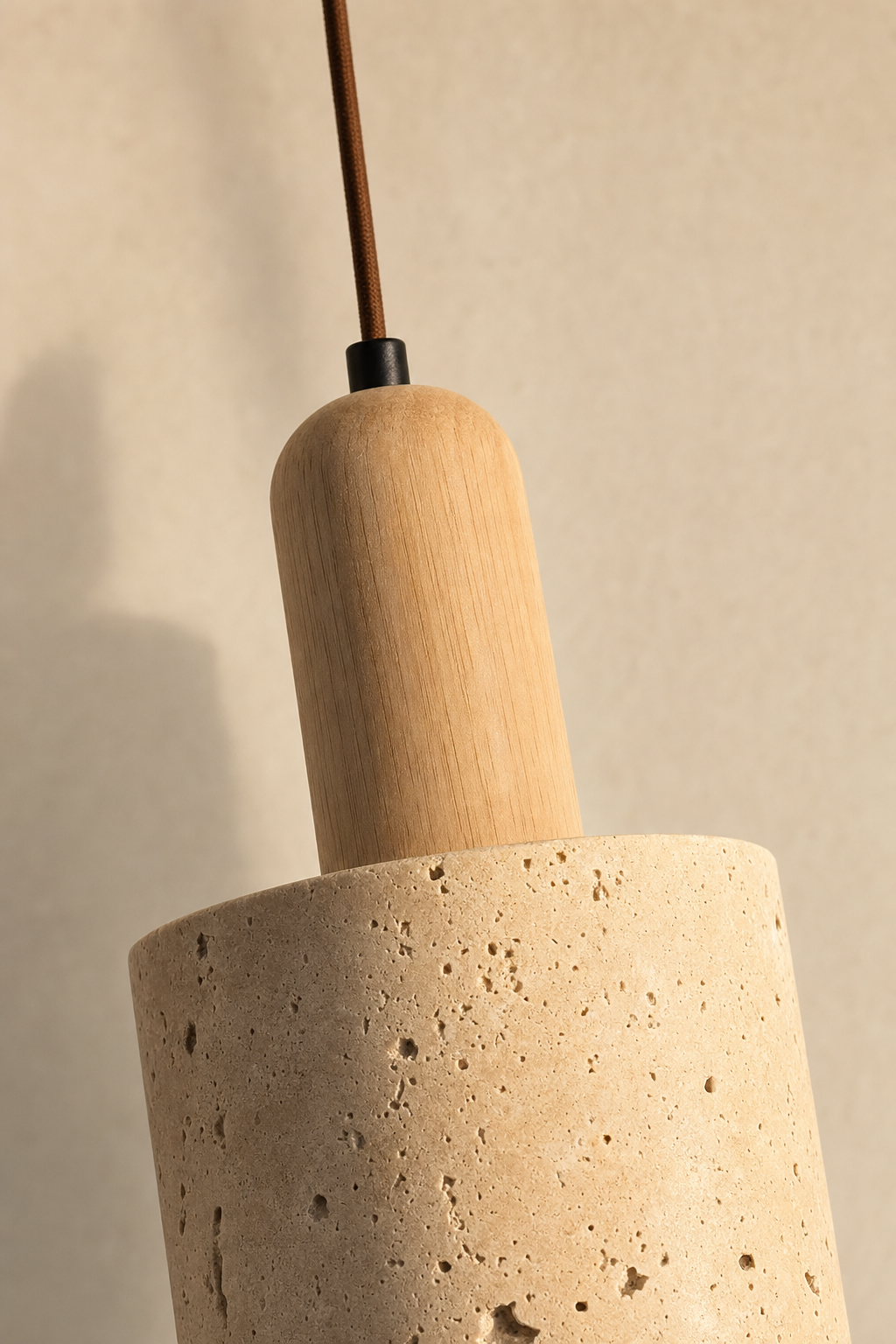 Abat-Jour Suspension en Travertin Wabi-Sabi – Yuna Terra