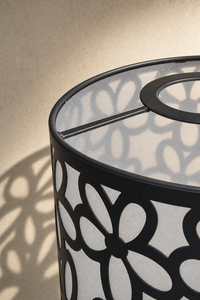 Abat-Jour Lampe Suspend Métal Floral Noir Cylindrique – Neria Nacre