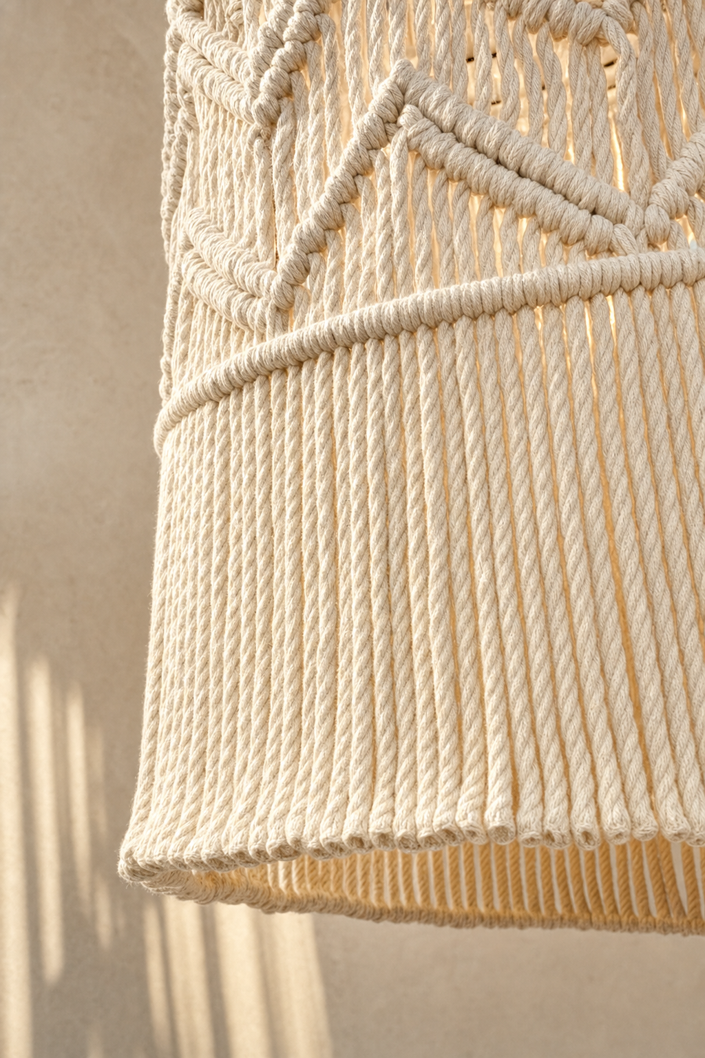 Abat-Jour Suspension en Macramé Bohème – Noma Sable
