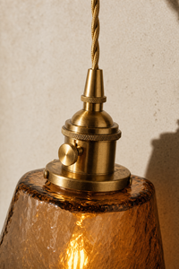 Abat-Jour Suspension en Verre Vintage Doré – Oria Halo