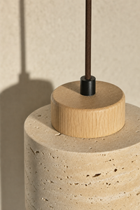 Abat-Jour Suspension en Travertin Wabi-Sabi – Yuna Halo