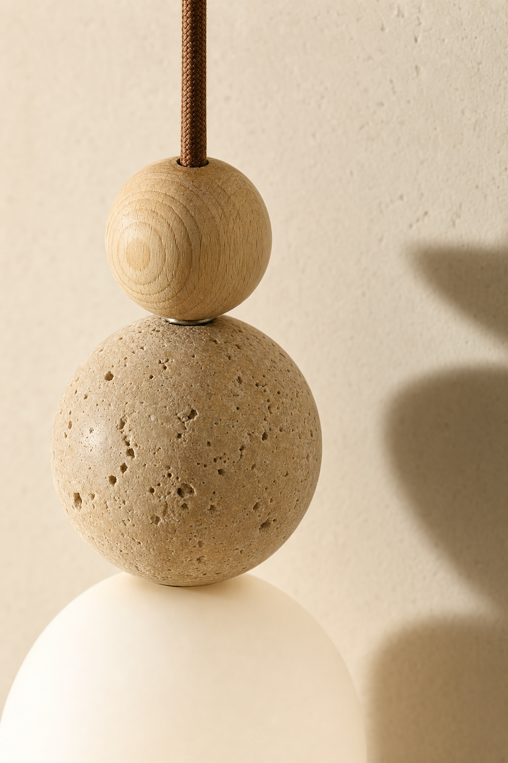 Abat-Jour Suspension en Travertin Wabi-Sabi – Yuna Sable