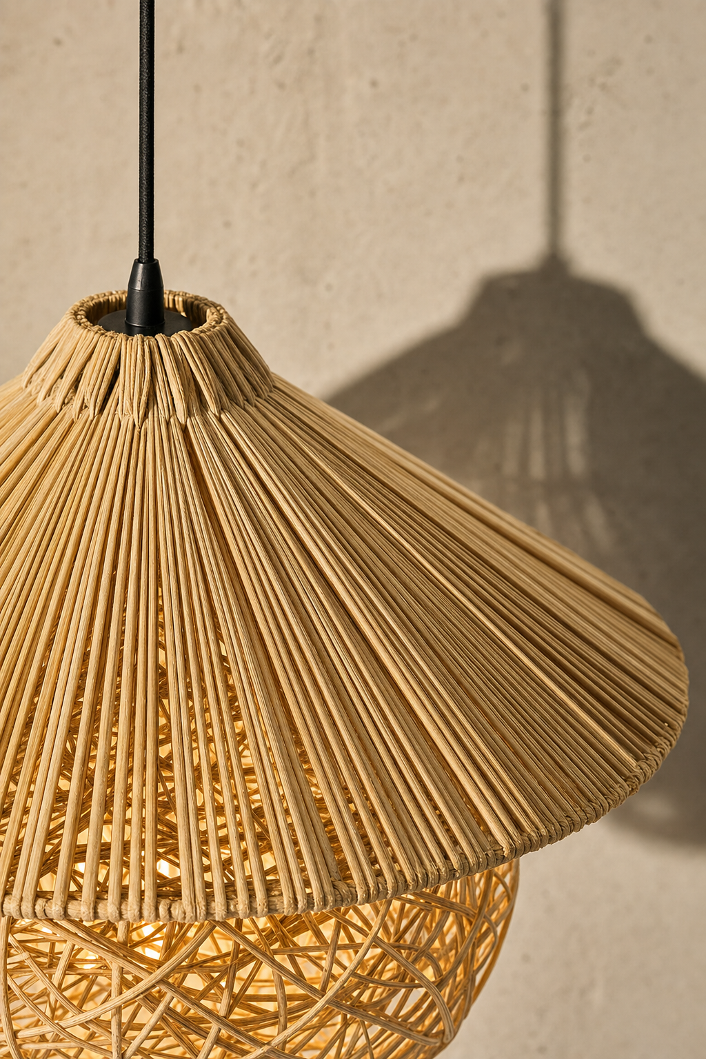 Abat-Jour Suspension en Rotin Design – Neria Éclat