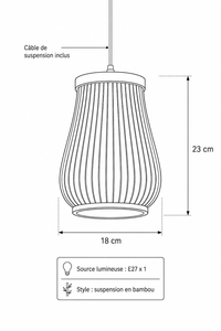 Abat-Jour Suspension en Bambou Japonais – Siena Nova