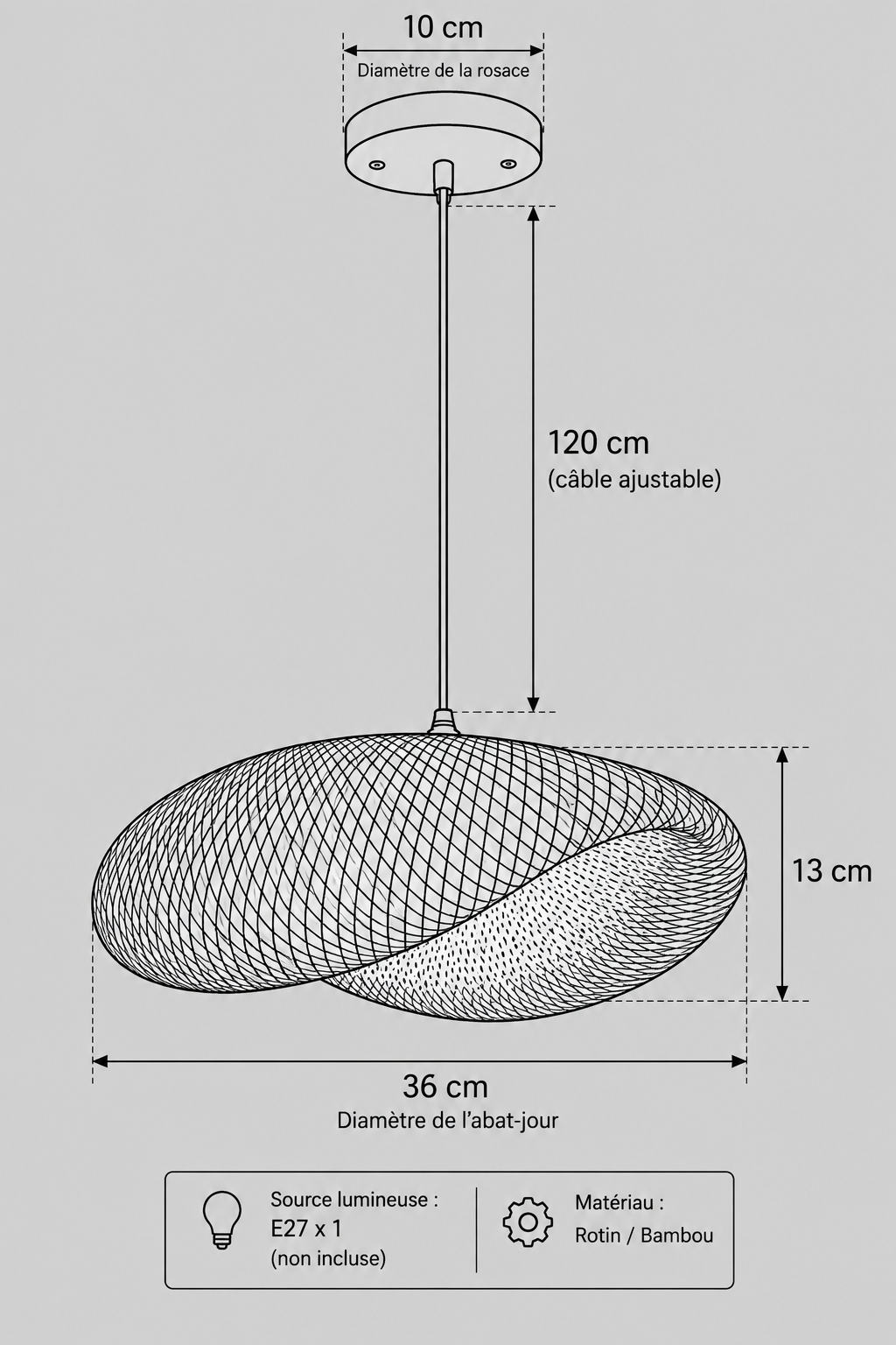 Abat-Jour Suspension en Bambou Vintage – Sora Halo