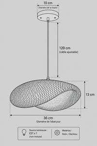 Abat-Jour Suspension en Bambou Vintage – Sora Halo