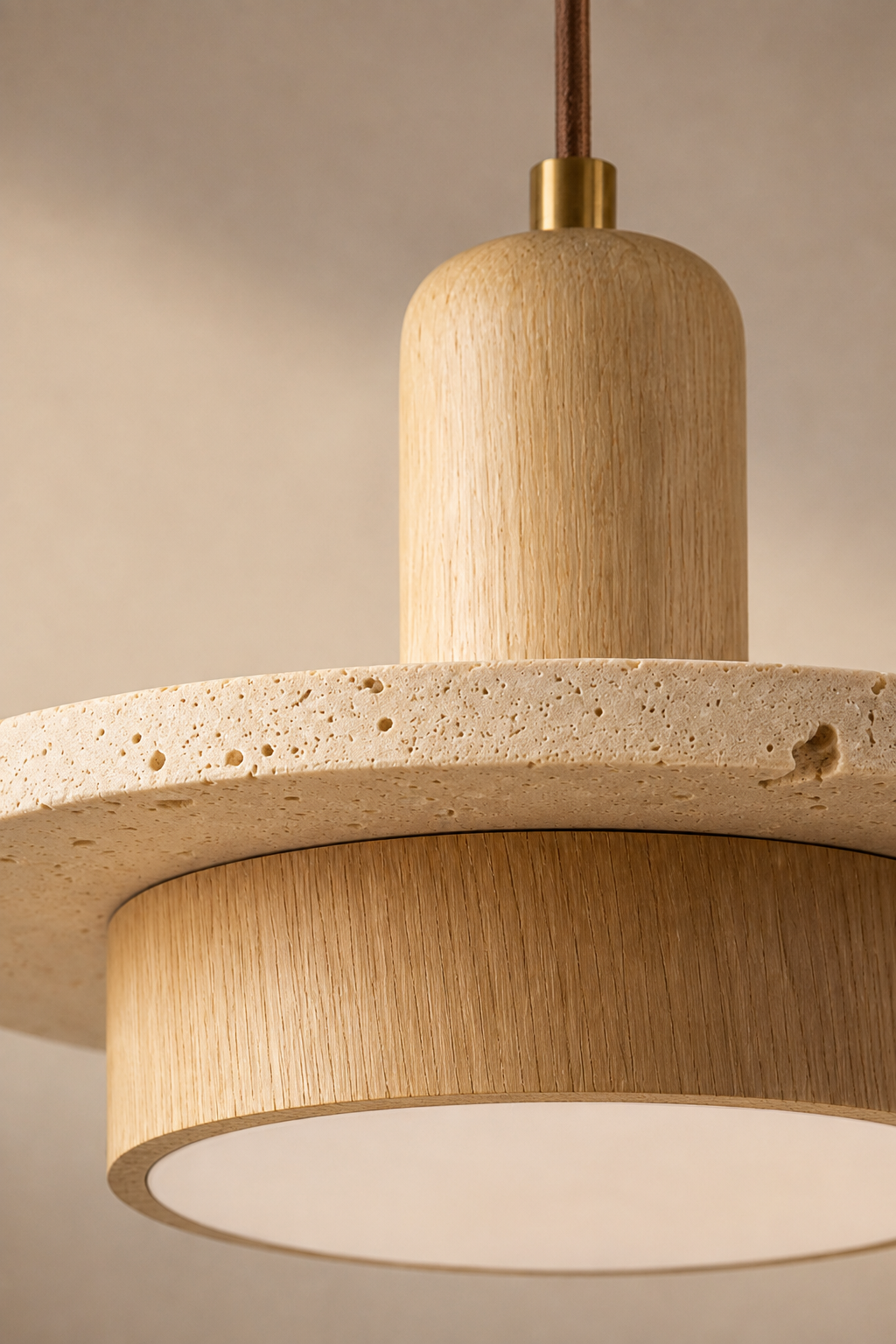 Abat-Jour Suspension en Travertin Wabi-Sabi – Vela Éclat
