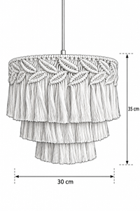 Abat-Jour Suspension en Macramé Bohème – Talia Nacre