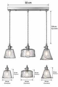 Abat-Jour Suspension en Verre Vintage Doré – Kaia Éclat