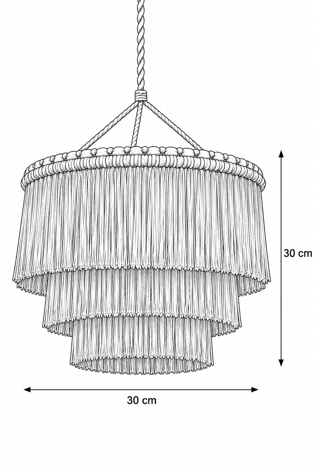 Abat-Jour Suspension en Macramé Bohème – Talia Sable