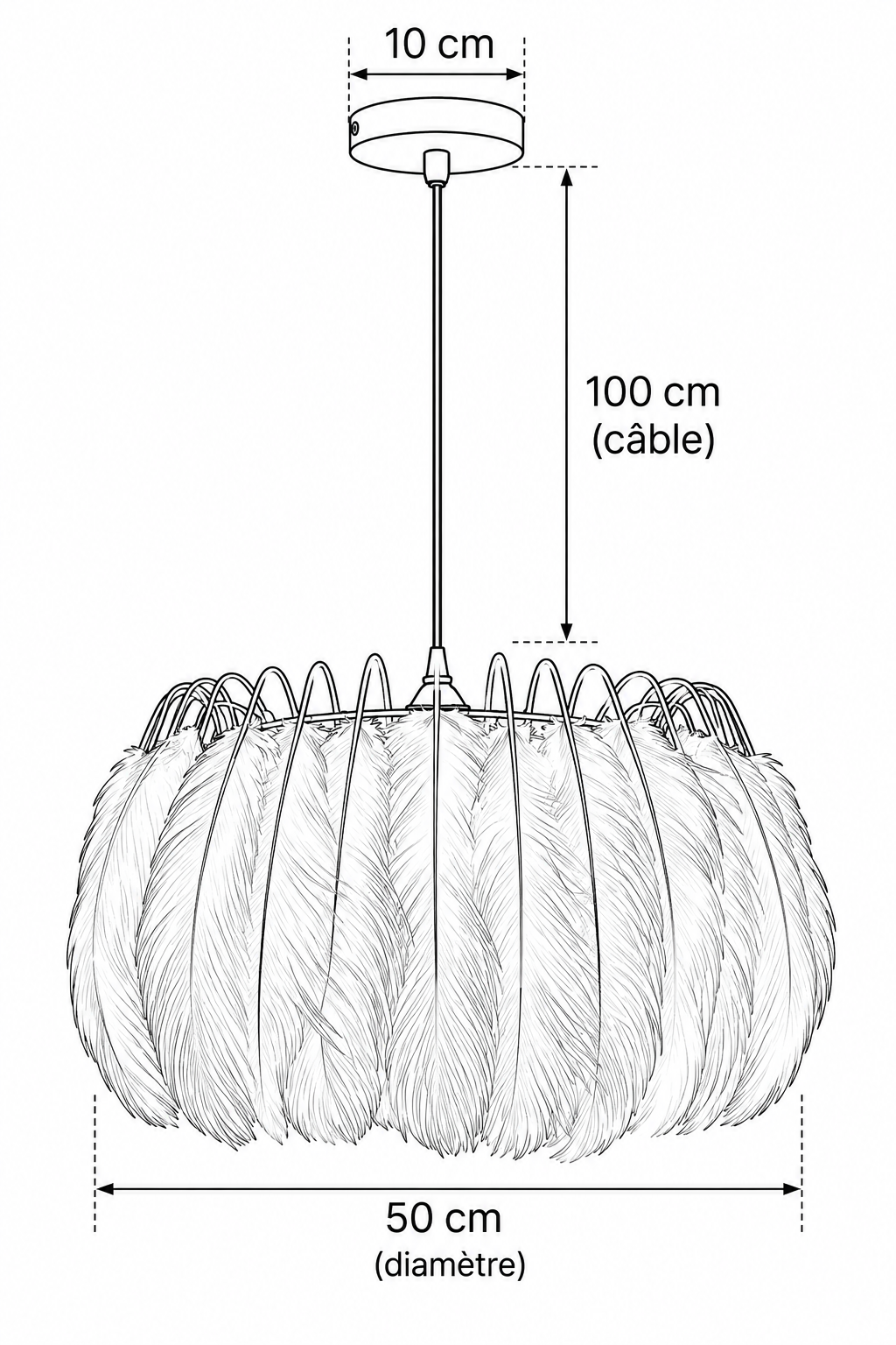 Abat-Jour Suspension en Plumes Design Nordique – Talia Rive