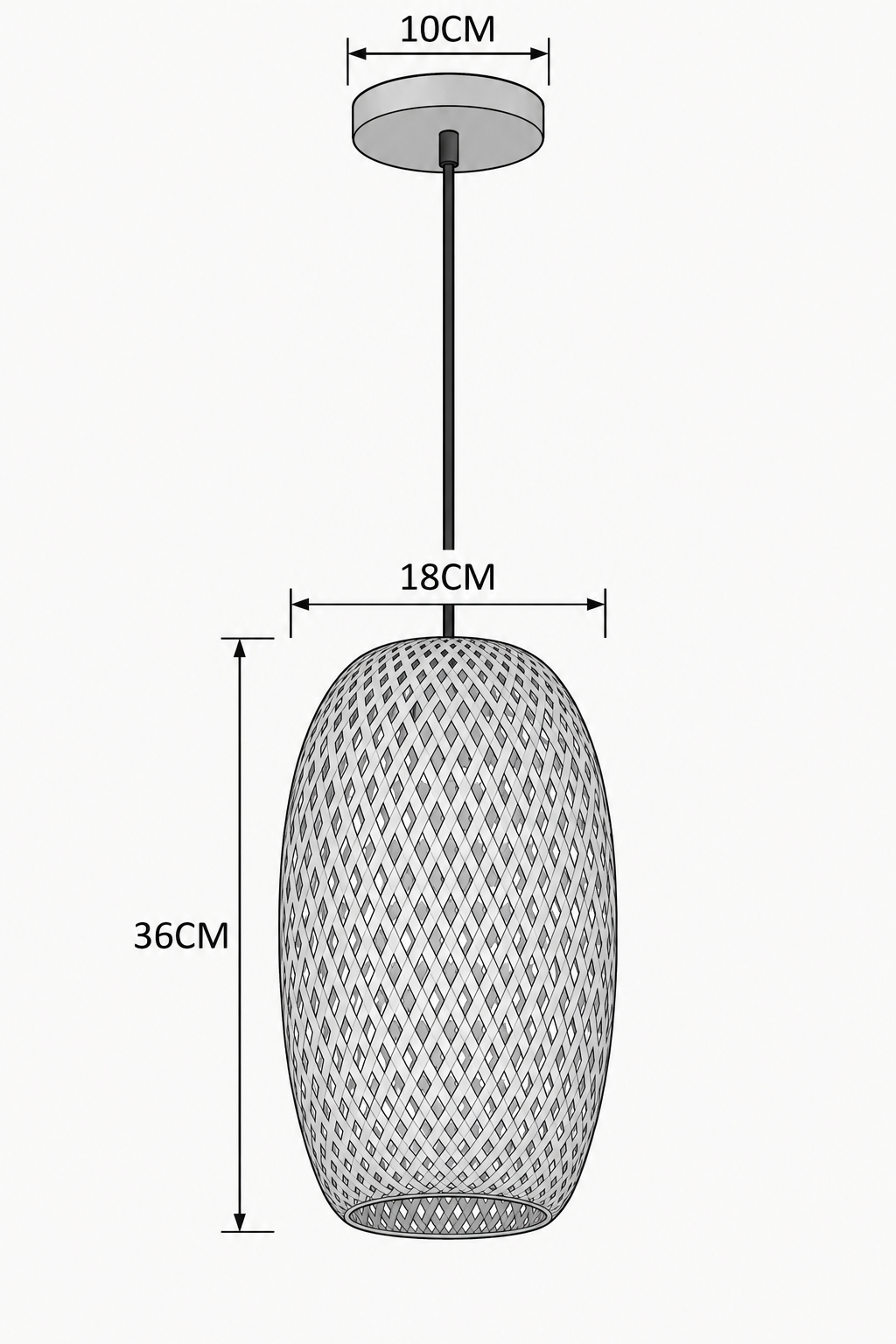 Abat-Jour Suspension en Rotin Design – Alba Nacre