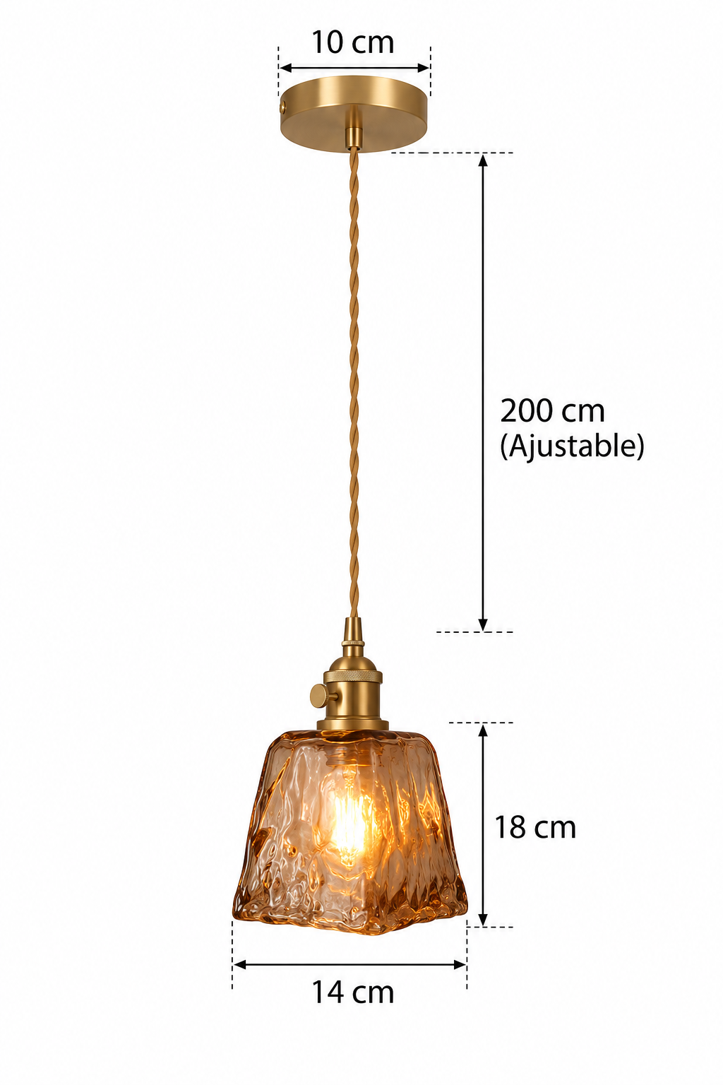Abat-Jour Suspension en Verre Vintage Doré – Oria Halo