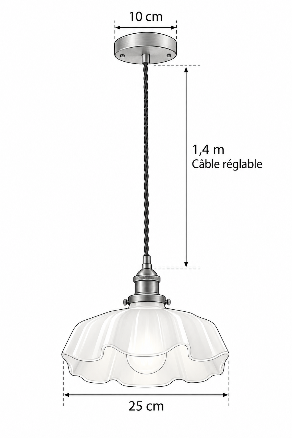 Abat-Jour Suspension en Verre Floral Blanc – Olia Muse