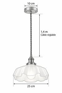 Abat-Jour Suspension en Verre Floral Beige – Olia Rive