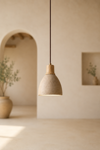 Abat-Jour Suspension en Travertin Wabi-Sabi – Yuna Nacre