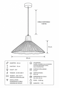 Abat-Jour Suspension en Ciment Design Beige – Siena Aube