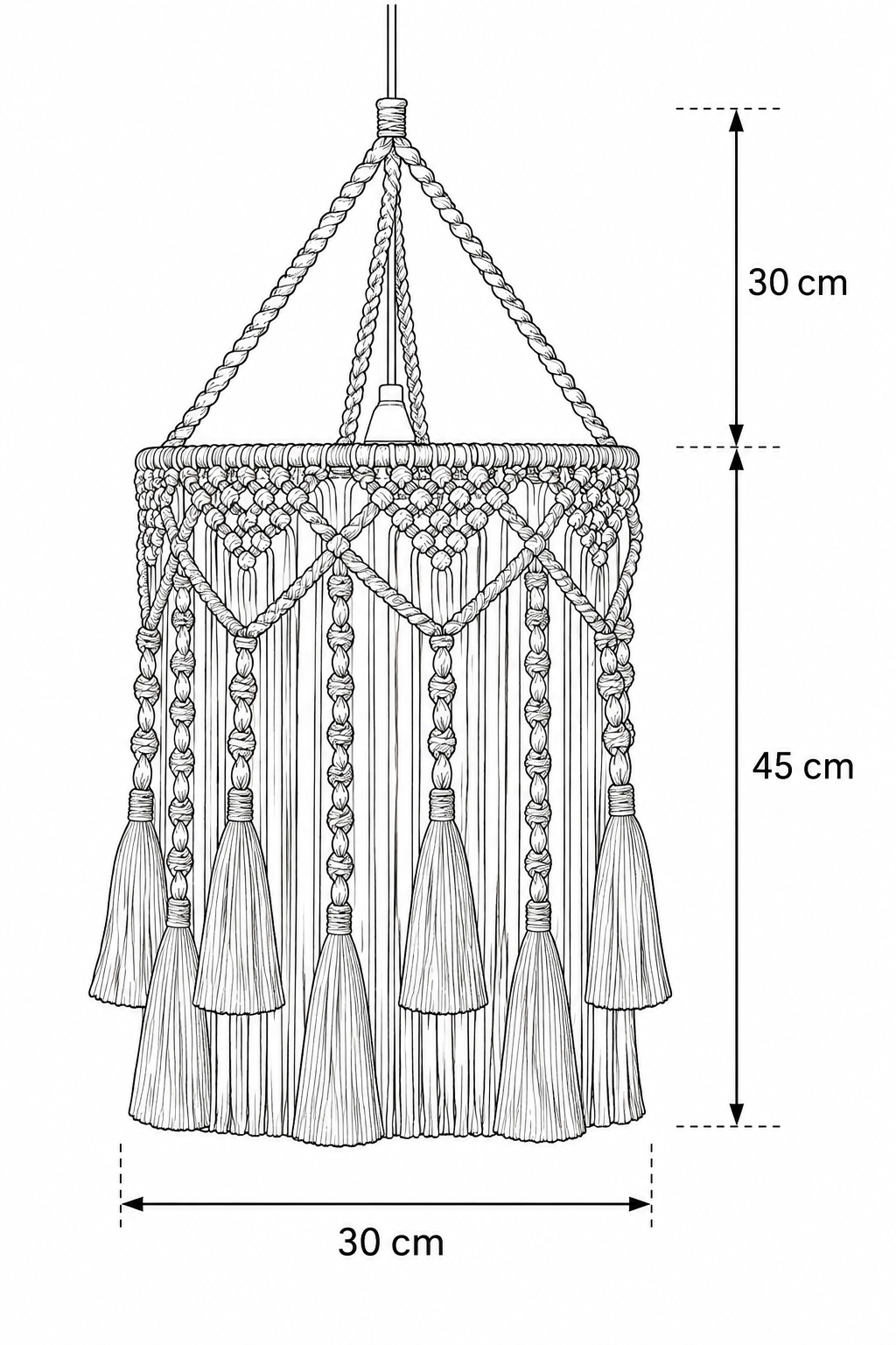 Abat-Jour Suspension en Macramé Bohème – Nova Sable