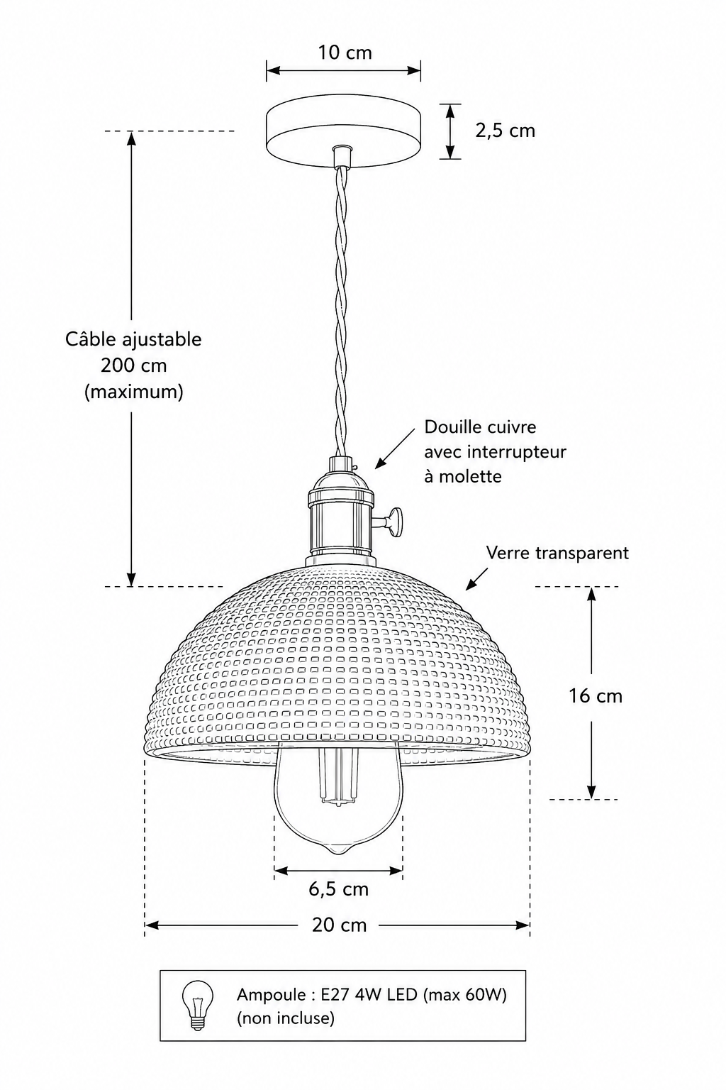 Abat-Jour Suspension Design Nordique – Elio Sable