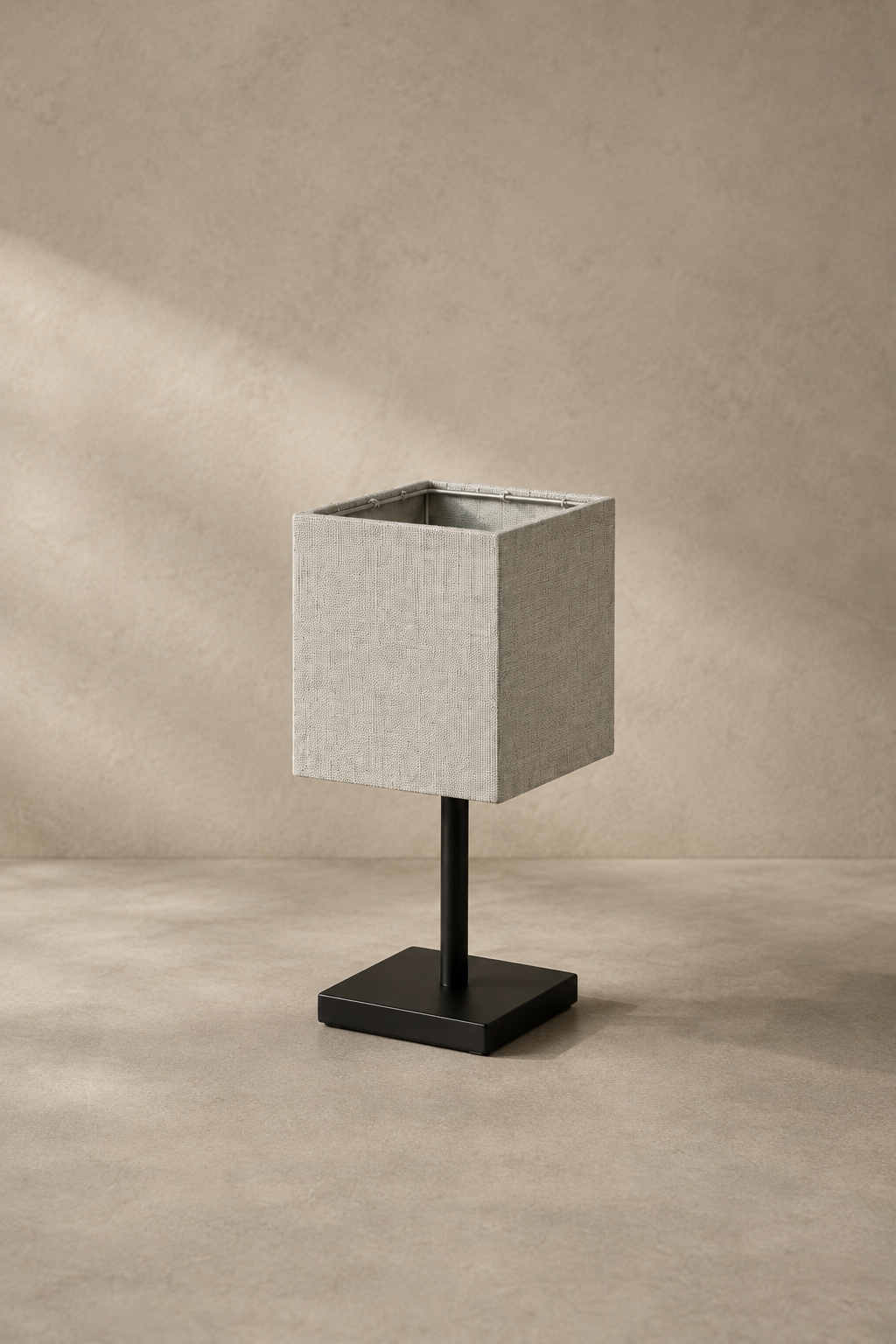 Abat-jour carré en tissu blanc cassé pour lampe de chevet
