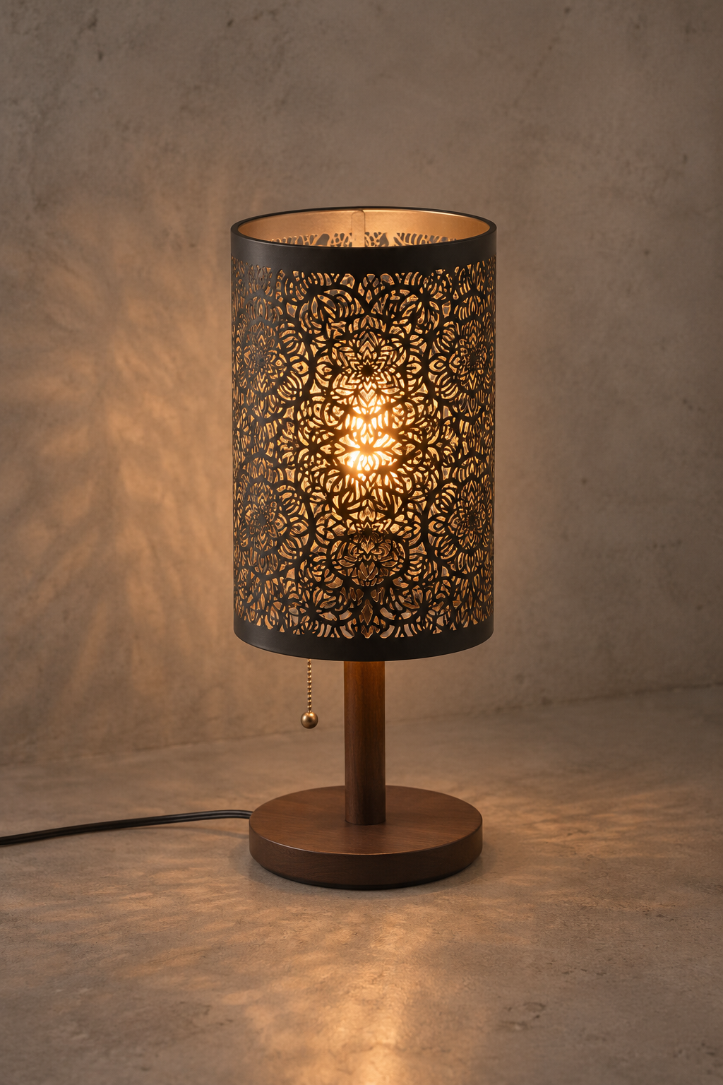 Abat-jour cylindrique Vela Nacre en métal au style vintage