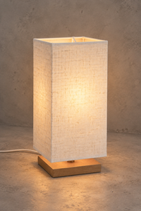 Abat-jour rectangulaire en tissu blanc pour lampe de chevet