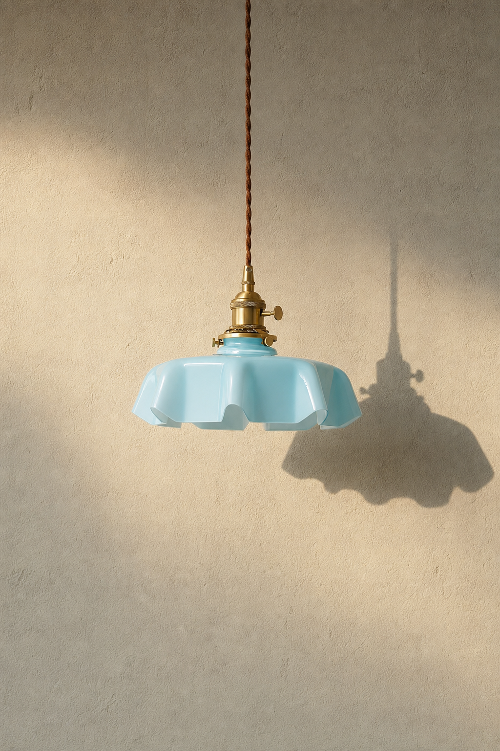 Abat-jour suspension Celia Aube en verre beige au design floral