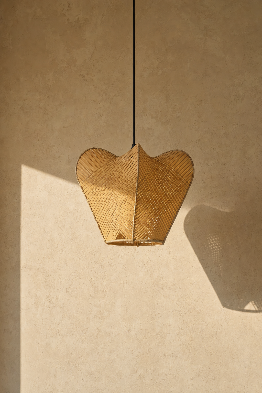 Abat-jour suspension Kaia Lune en bois naturel au style vintage