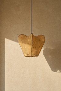 Abat-jour suspension Kaia Lune en bois naturel au style vintage