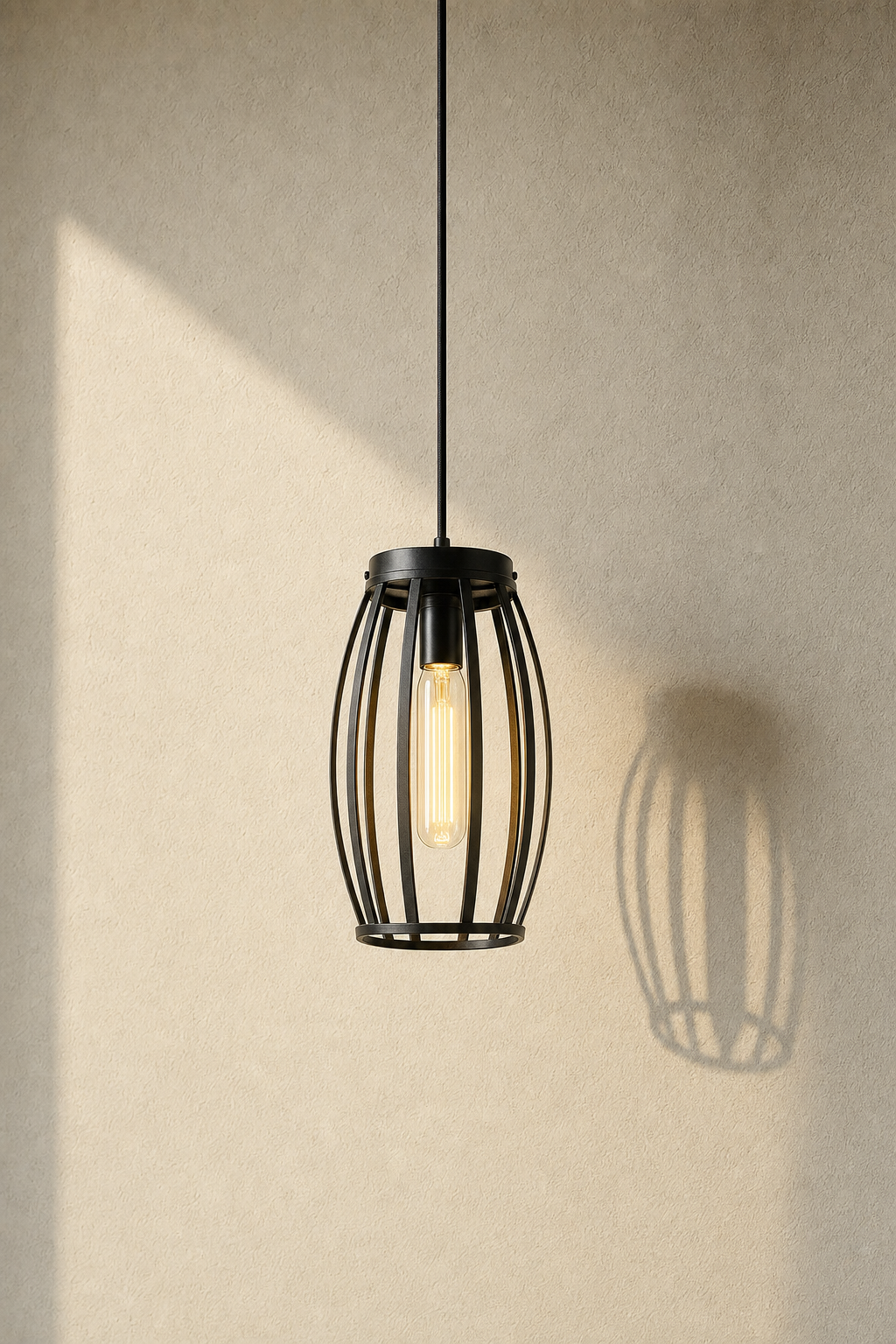 Abat-jour suspension Luma Sable en métal noir au design cylindrique vintage