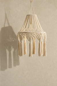 Abat-jour suspension Noma Halo en macramé écru au style bohème