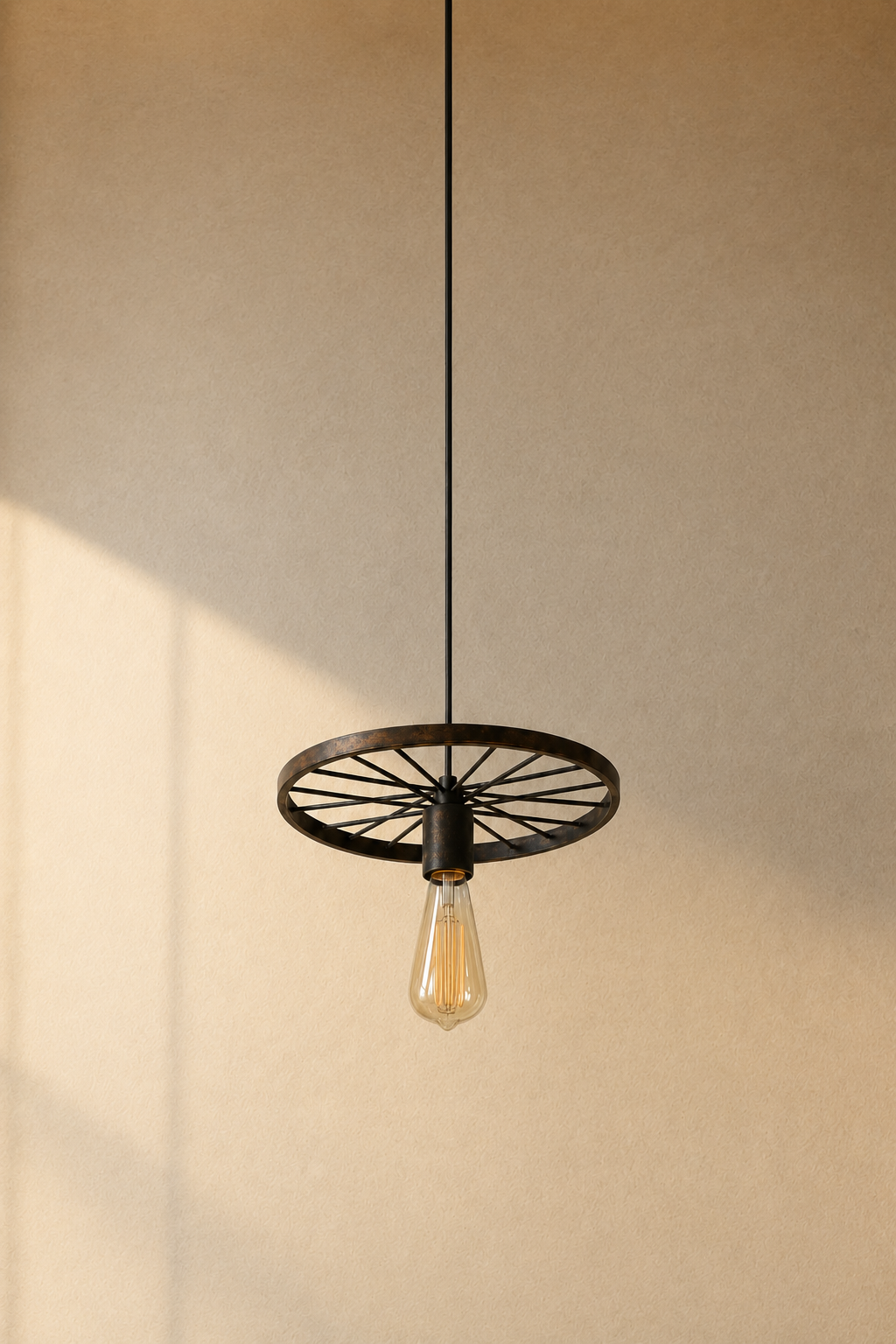 Abat-jour suspension Siena Lune en métal noir au design plat vintage